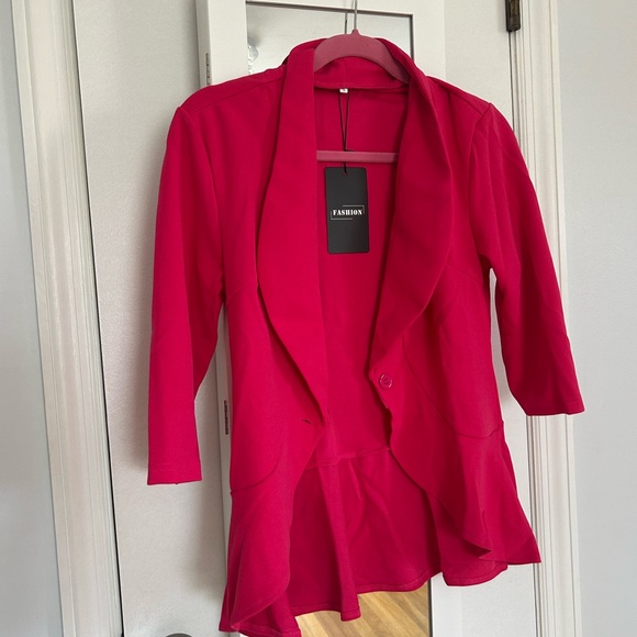 Bright Pink Blazer With Ruffle - Picture 2 of 2